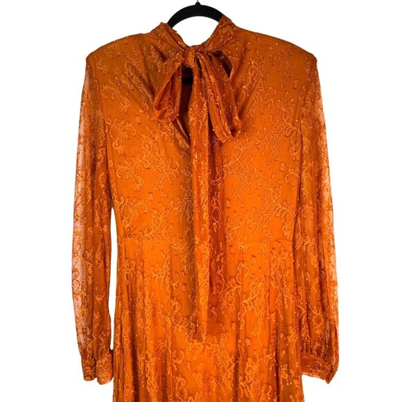 ZARA Vintage Inspired Small Lace Midi Dress In Burnt Orange - Picture 10 of 14